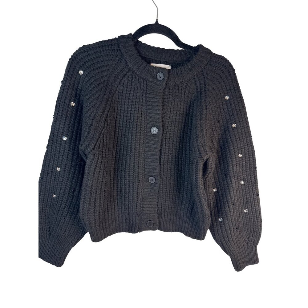 ZARA Kids Black Knit Cardigan Rhinestone Embellished Sleeves 13-14 Years NWT - Picture 10 of 16
